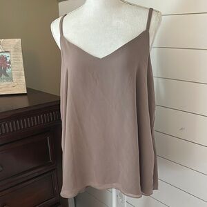 Torrid Double Layer Chiffon Cami Elegant Mushroom Tan Sleeveless Top